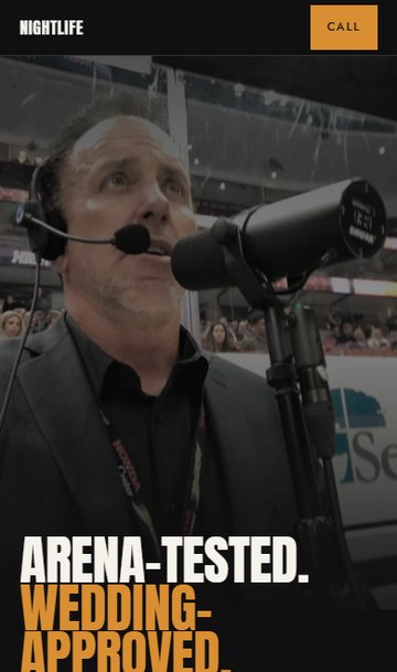 Concept 3, Headliner: a charcoal page with huge condensed capitals over a rink-side photograph.
